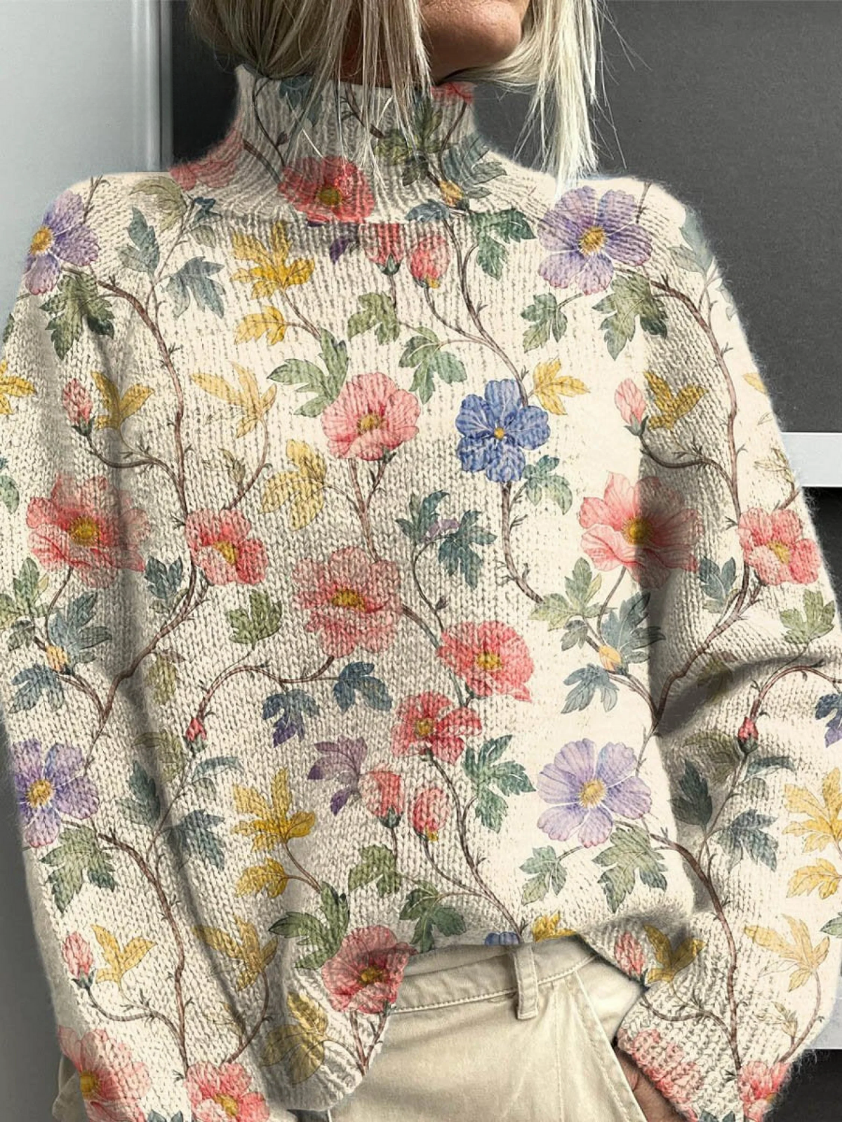 SUSANNA | Jersey Floral de Cuello Alto