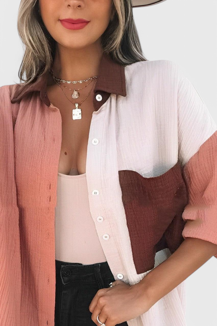 Juniper | Blusa de Botones en Bloque de Color