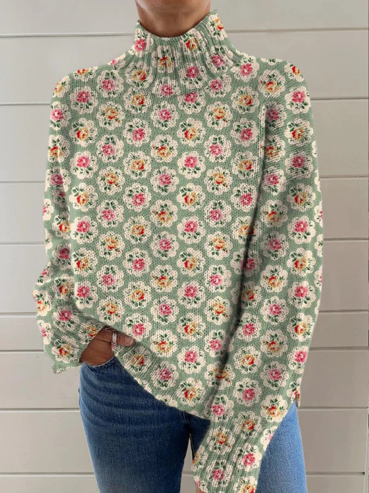 MARLOWE | Jersey Floral de Cuello Alto