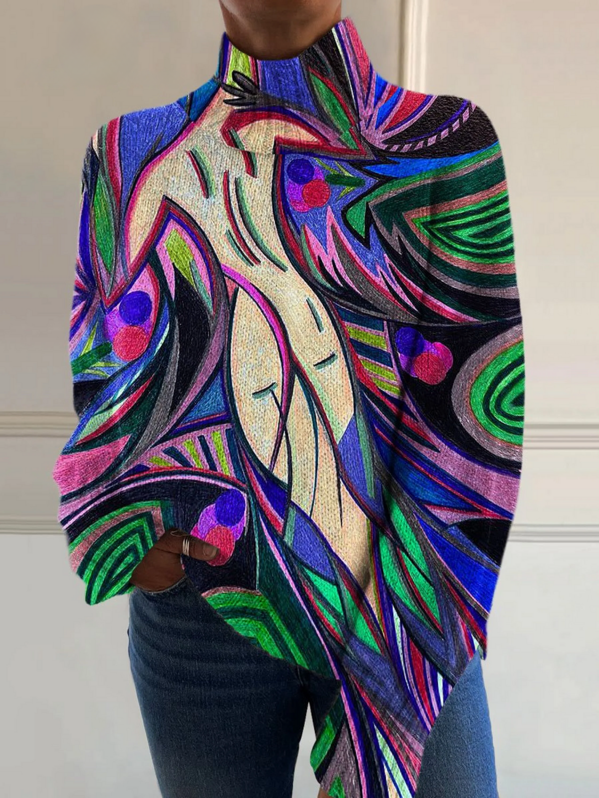 CORALYNN | Top Abstracto de Cuello Alto