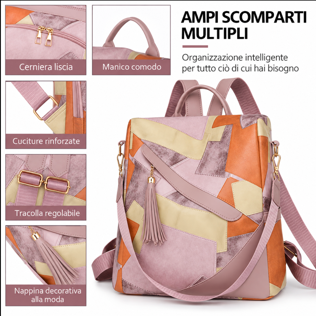 ENRICA | Mochila Antirrobo de Cuadros Negra