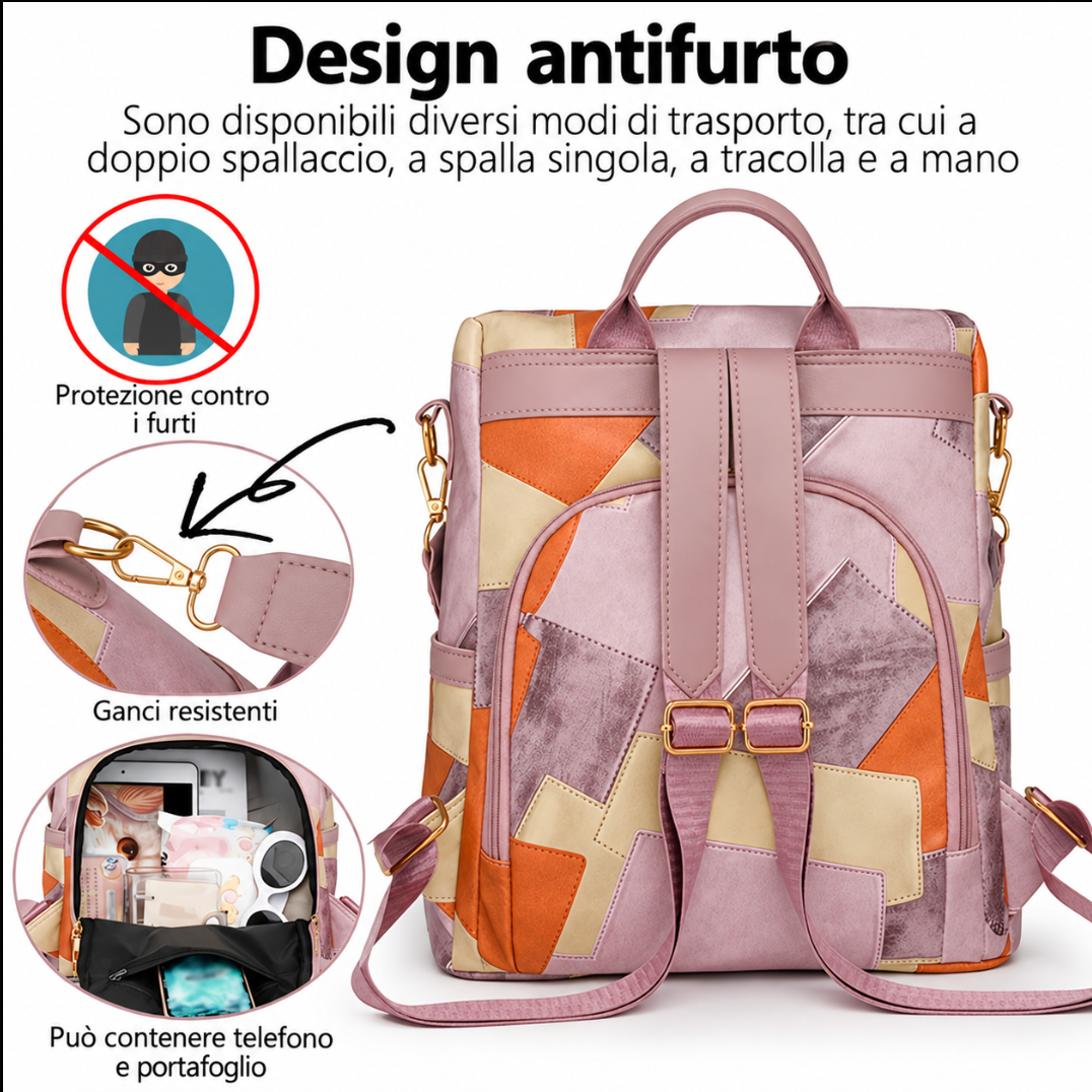 DELFINA | Mochila Antirrobo de Cuadros