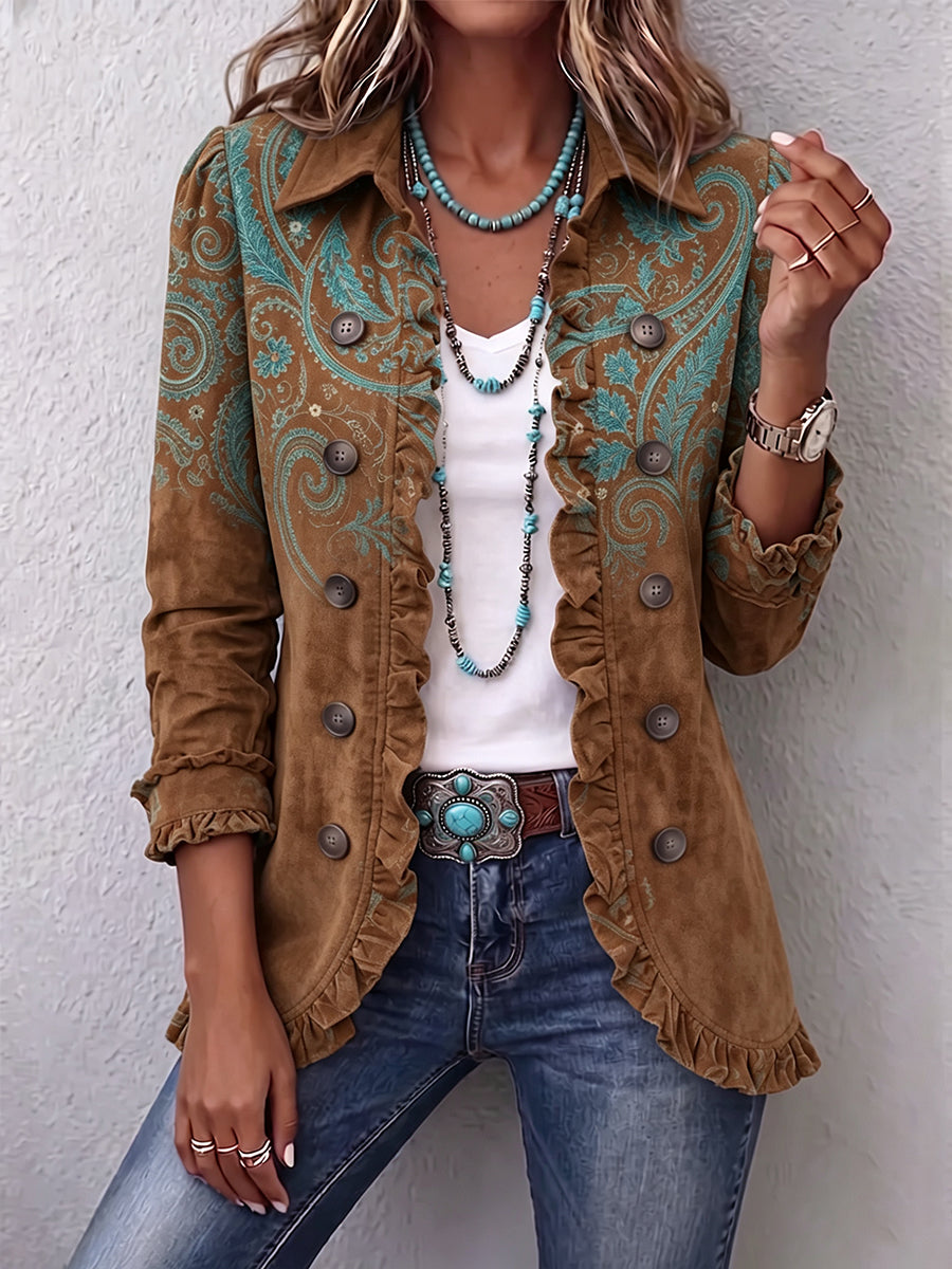GOLDENRIDGE | Chaqueta Estampado Cachemira con Volantes