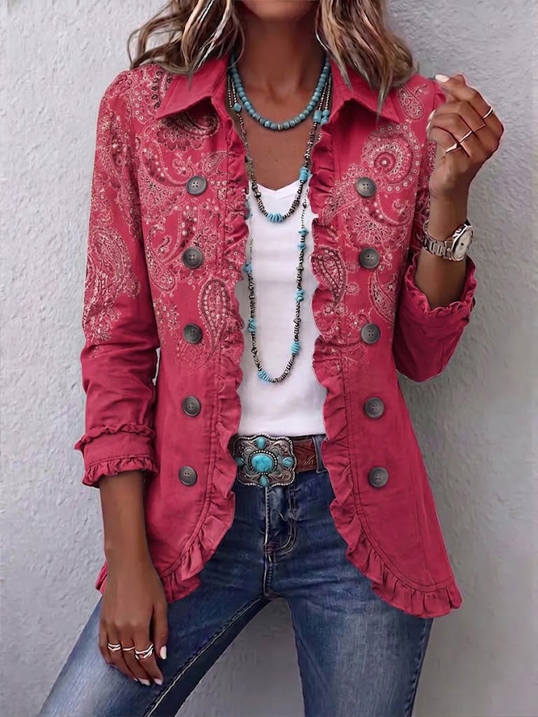 ANOUK | Chaqueta Vintage Estampado Cachemira con Volantes