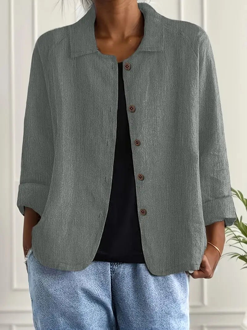 AMABILIA | Blusa Verde Grisáceo Suave