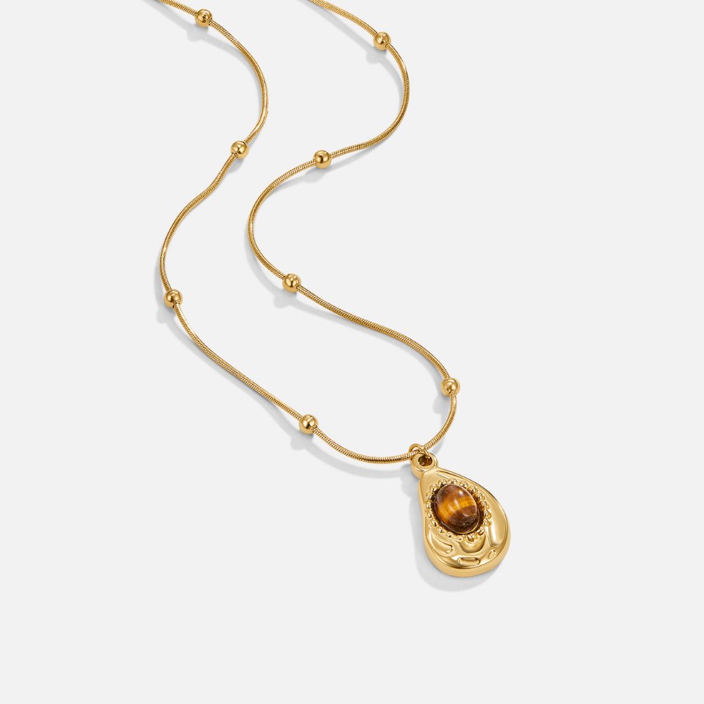CAMILA | Collar Elegante Dorado con Ojo de Tigre