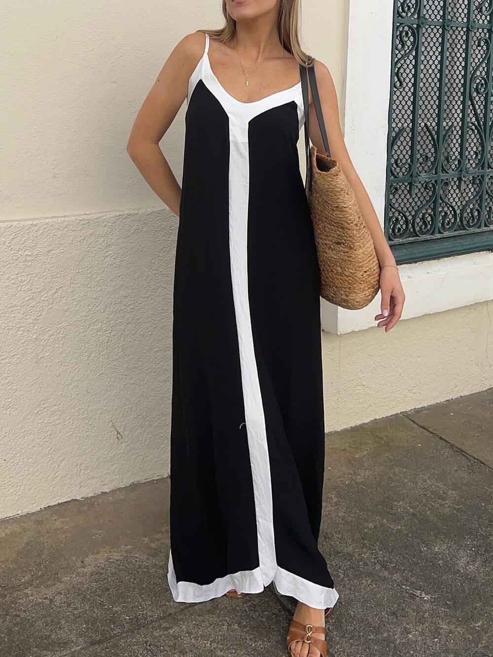 SILVANA | Vestido Midi de Bloques de Color