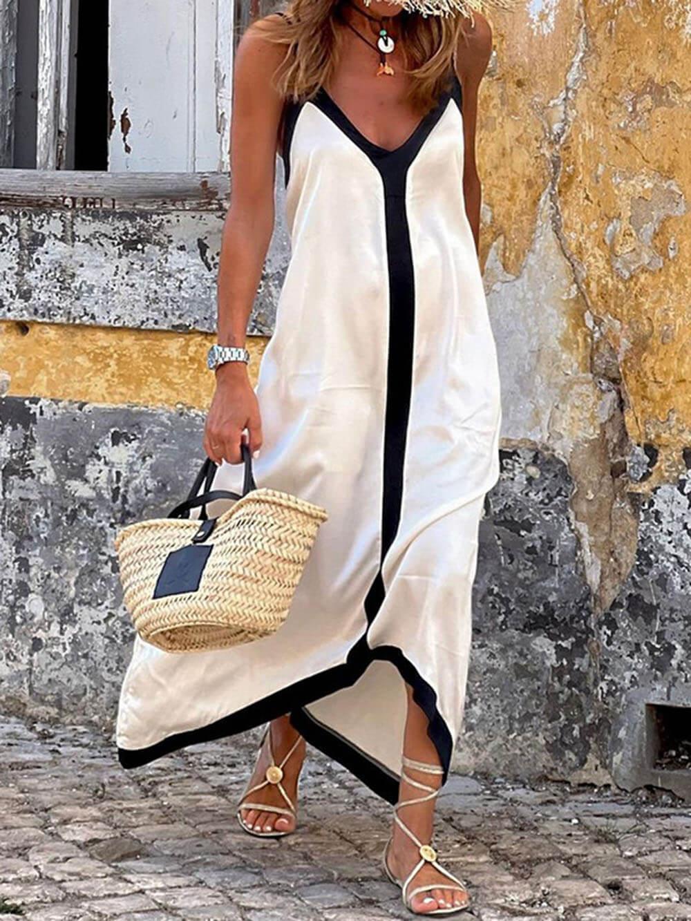 SILVANA | Vestido Midi de Bloques de Color