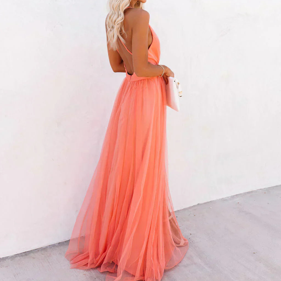 GINEVRA | Maxi Vestido Luz Coral