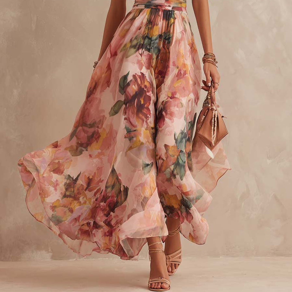 ANNALENA | Vestido Floral de Gasa con Un Hombro