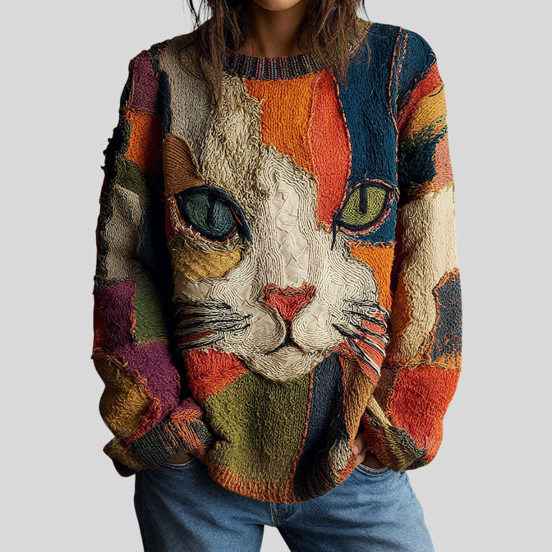 ZAIRA | Top Statement Estampado de Gato Artístico