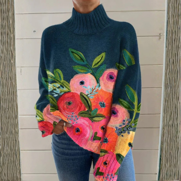 ROSINA | Jersey Floral de Cuello Alto