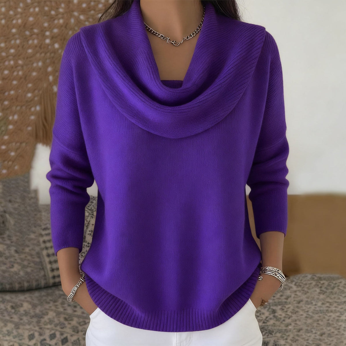 BARBARA | Jersey de Cuello Cisne Drapeado