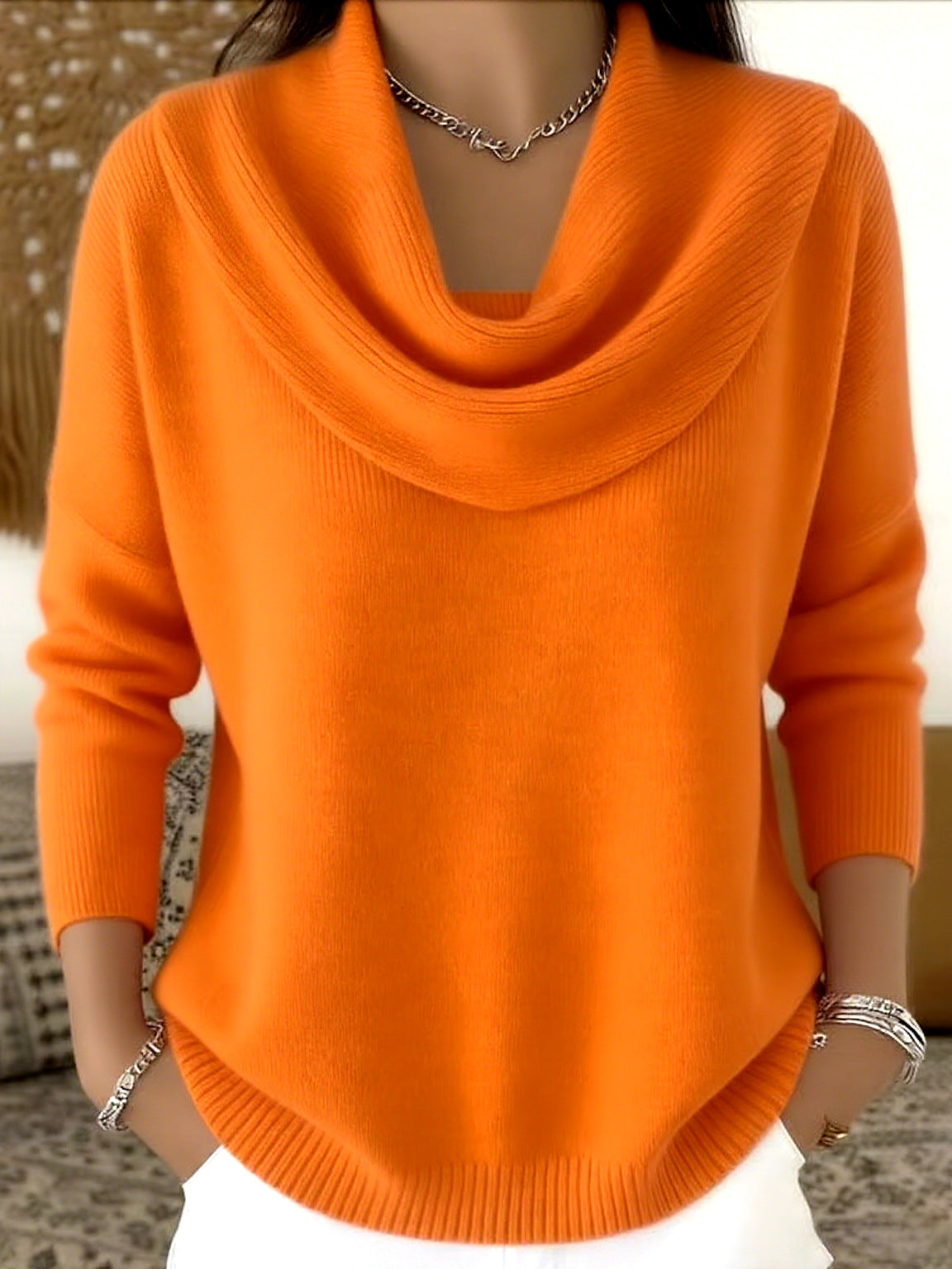 BARBARA | Jersey de Cuello Cisne Drapeado