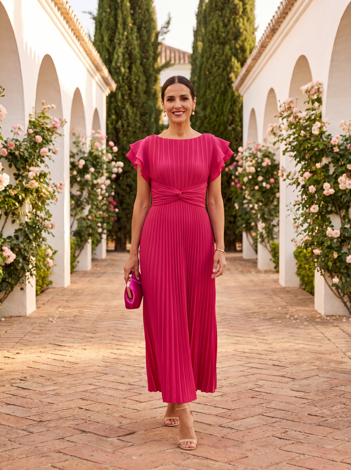 SERAPHINA | Elegante Maxi Vestido Plisado con Cintura Anudada