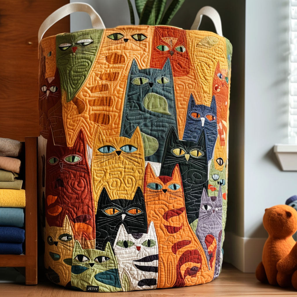 LUNA | Cesta de la Ropa con Diseño de Gatos