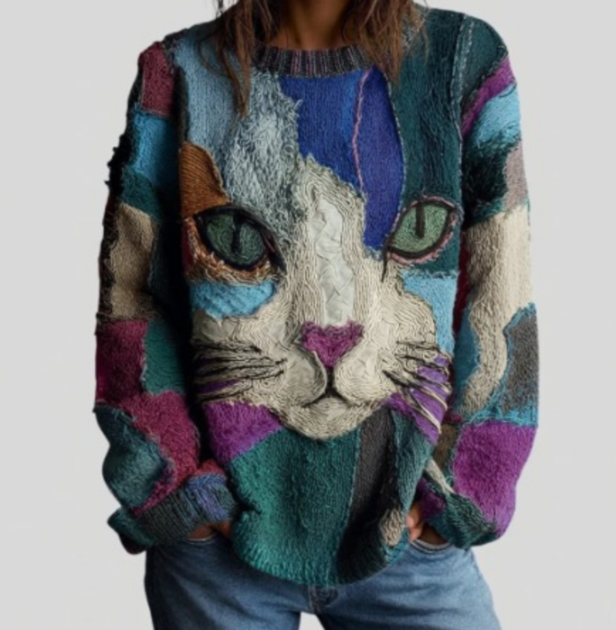 ZAIRA | Top Statement Estampado de Gato Artístico