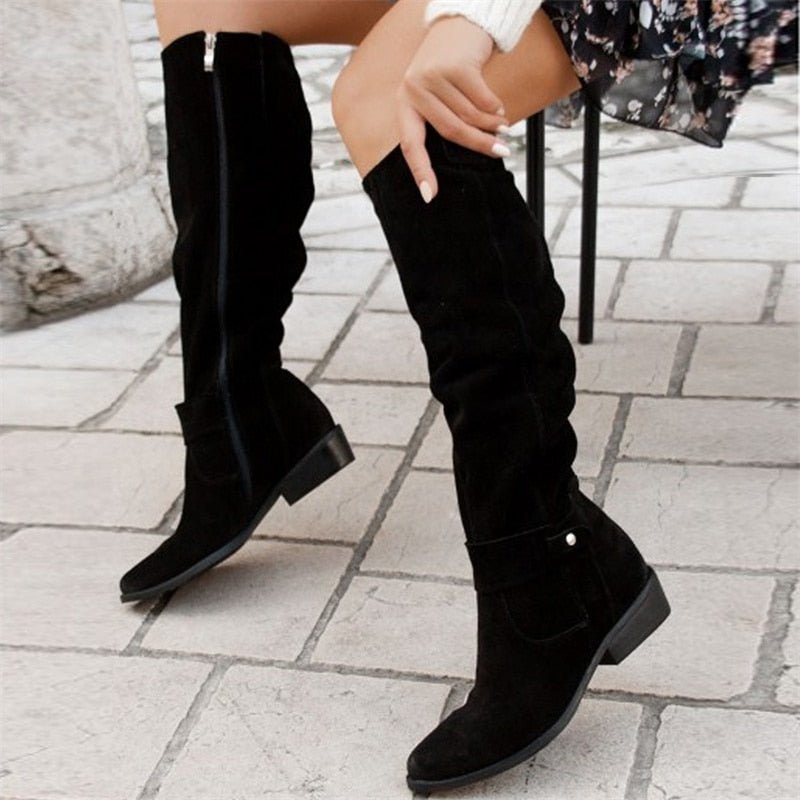 NAOMI | Botas altas planas de ante