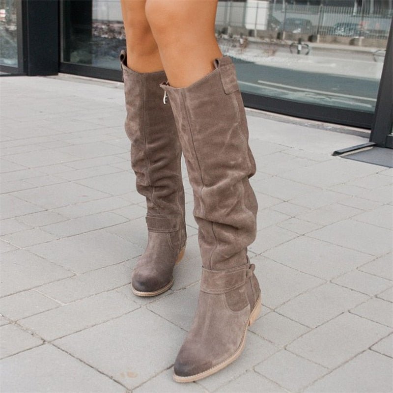 NAOMI | Botas altas planas de ante