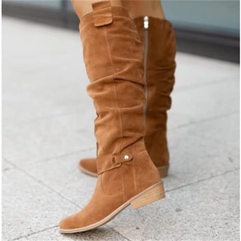 NAOMI | Botas altas planas de ante