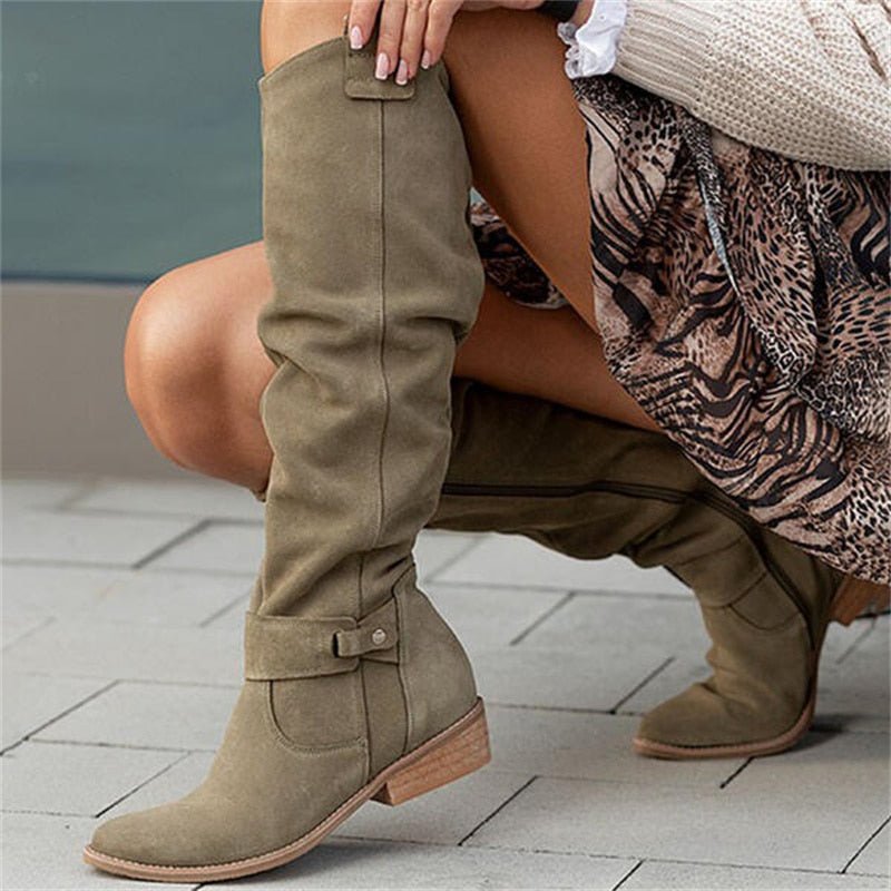 NAOMI | Botas altas planas de ante