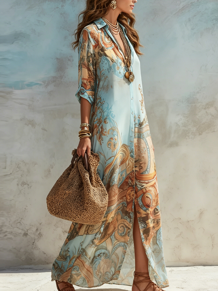 SERENA | Vestido tipo camisa Mediterráneo