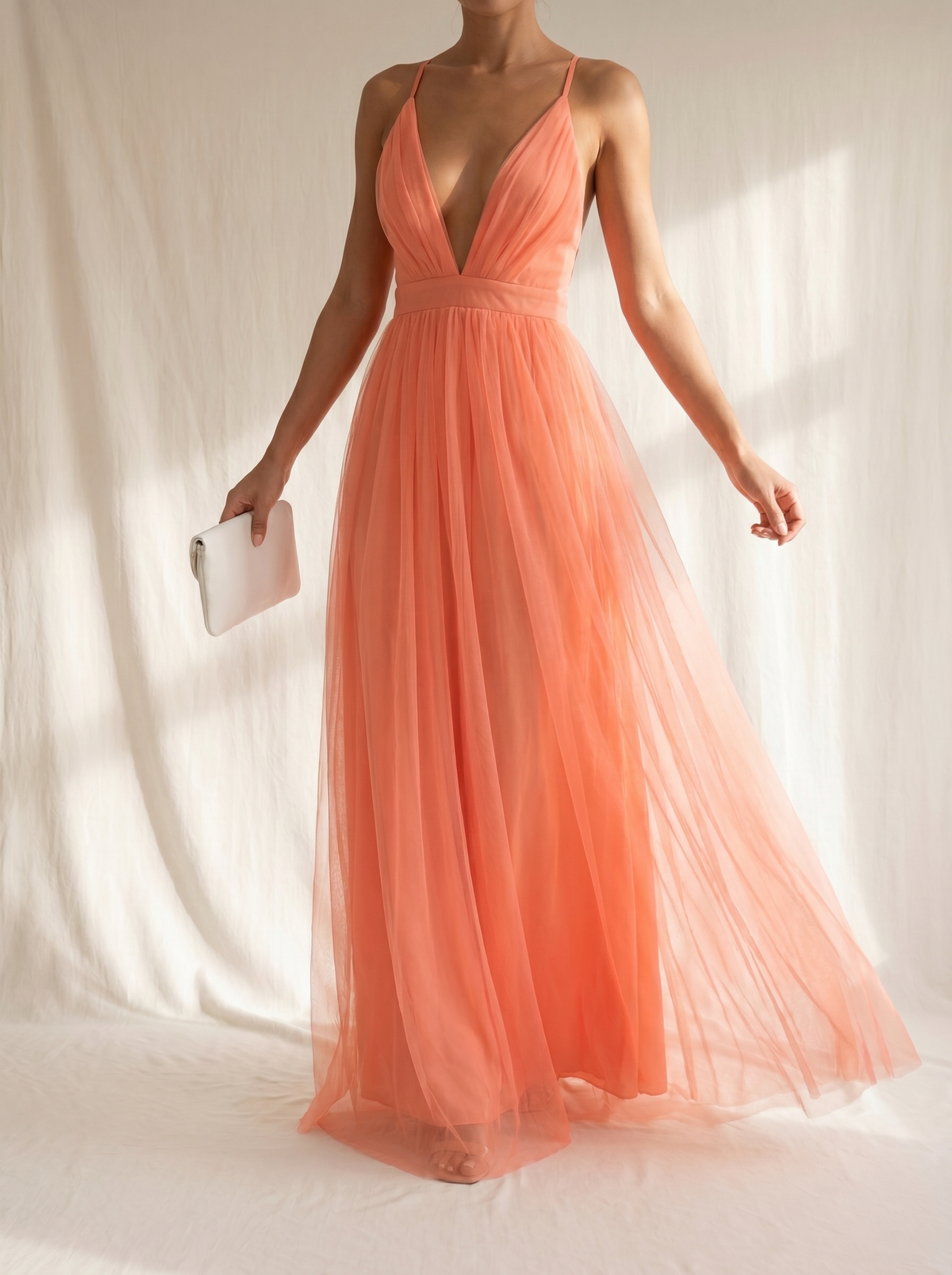 GINEVRA | Maxi Vestido Luz Coral