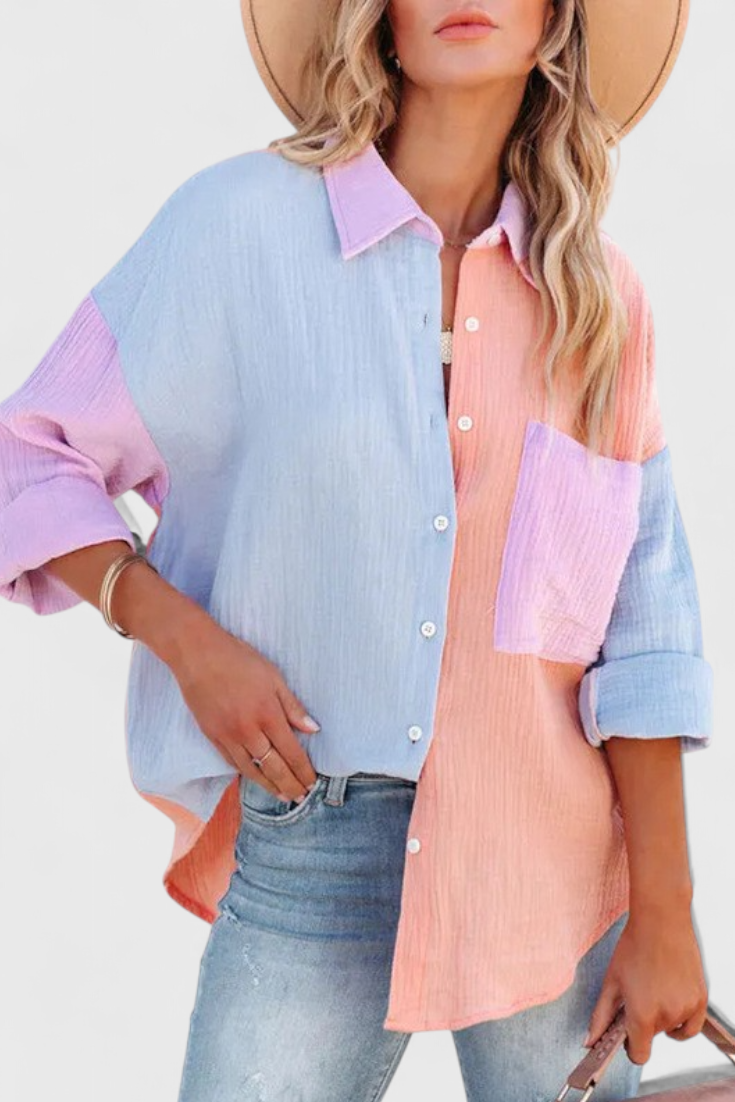 Juniper | Blusa de Botones en Bloque de Color