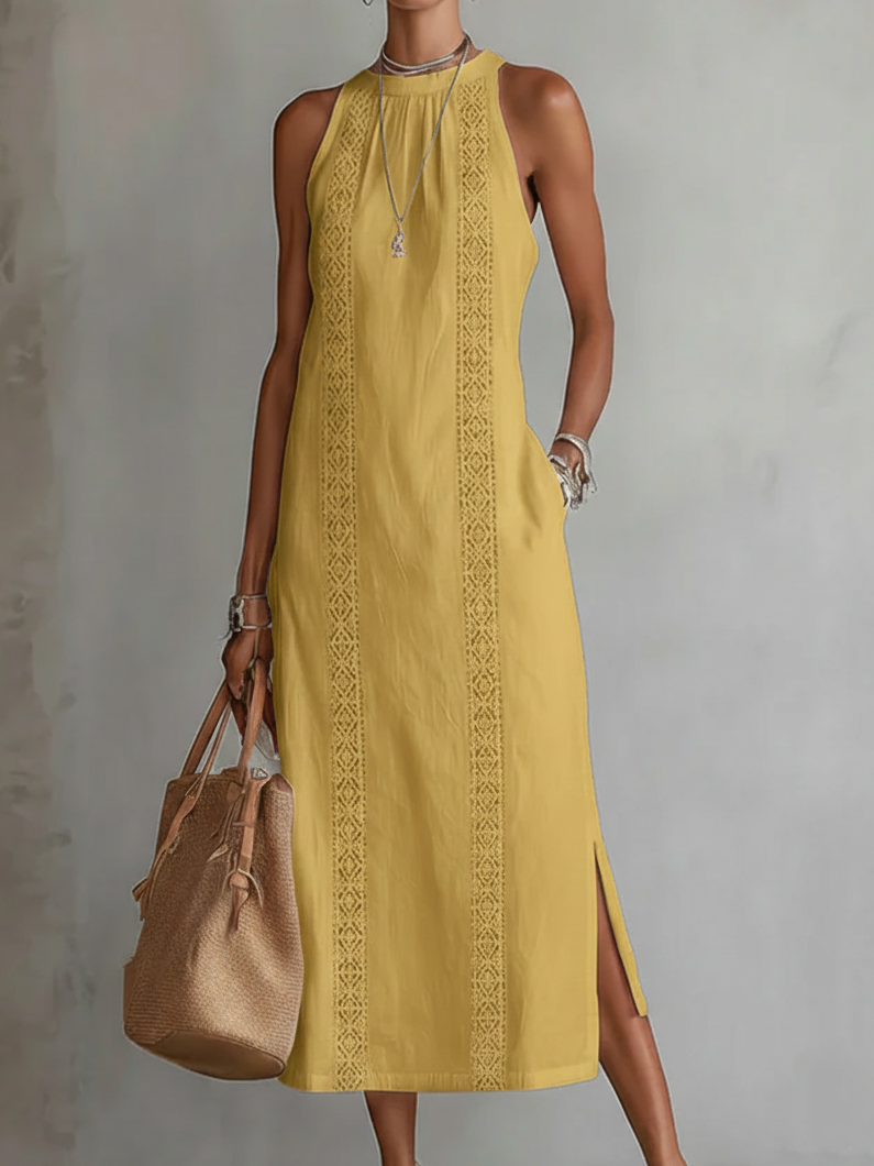 Jimena™ | Vestido Midi con Cuello Mao