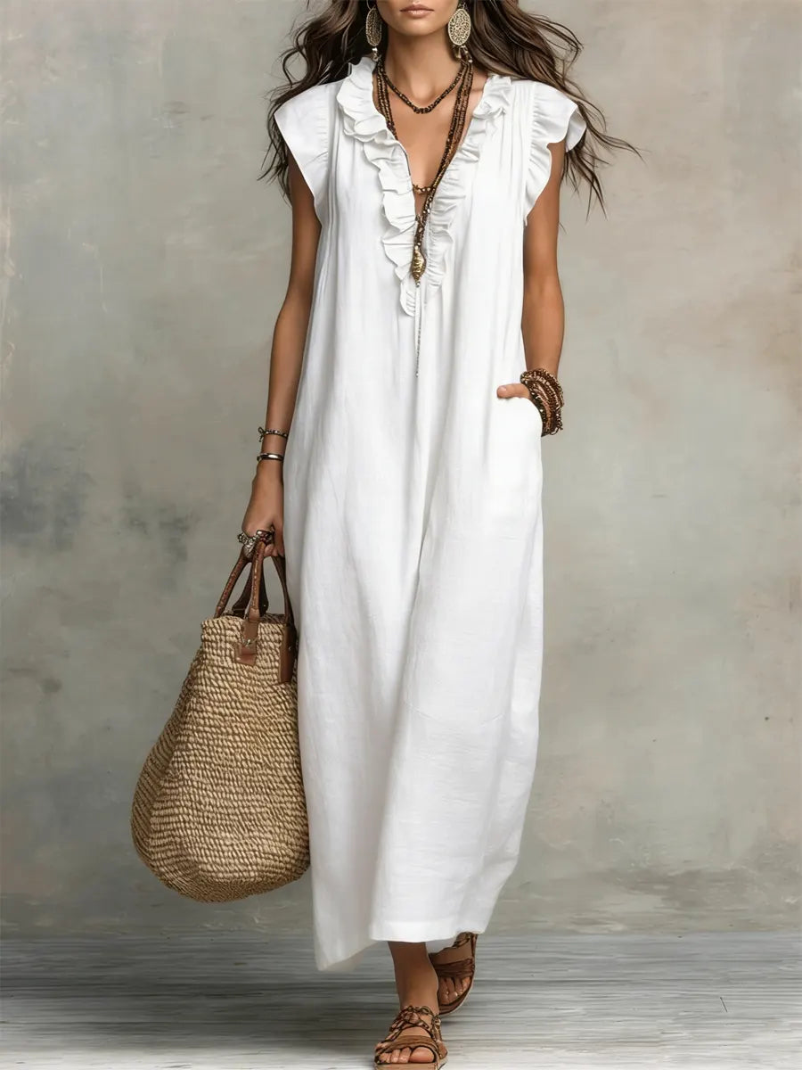 CECILIA | Vestido Maxi Bohemio con Escote en V