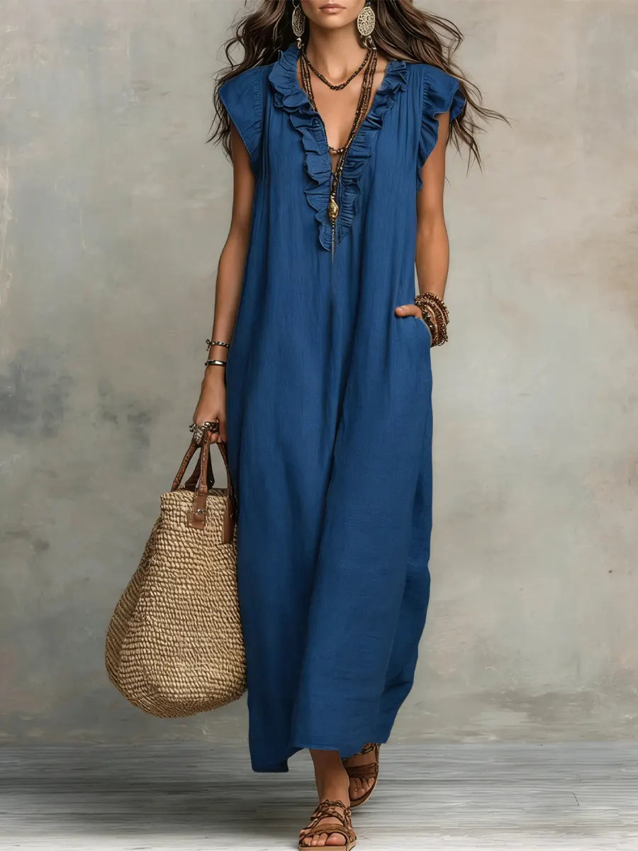 CECILIA | Vestido Maxi Bohemio con Escote en V