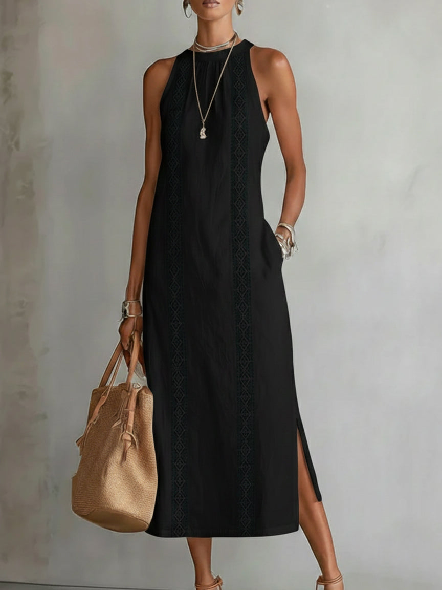 Jimena™ | Vestido Midi con Cuello Mao