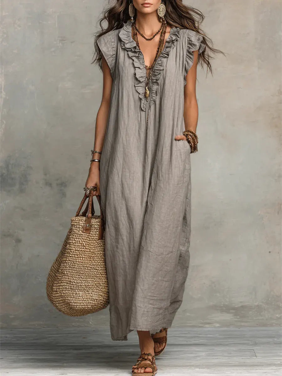CECILIA | Vestido Maxi Bohemio con Escote en V