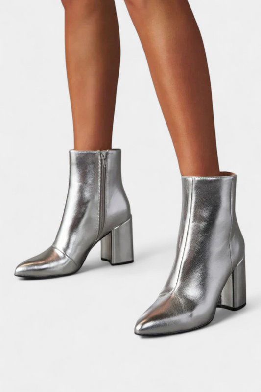 Ralica Botas de Tobillo Metálicas Plateadas