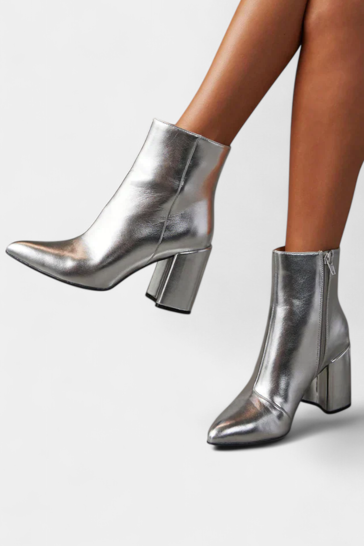 Ralica Botas de Tobillo Metálicas Plateadas